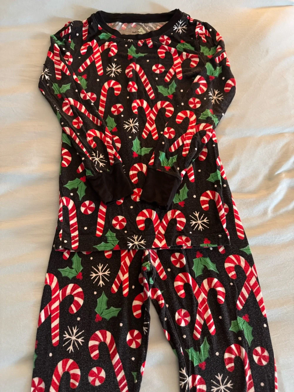Holiday Candy Cane Pajama Set - Black, Red & Green
